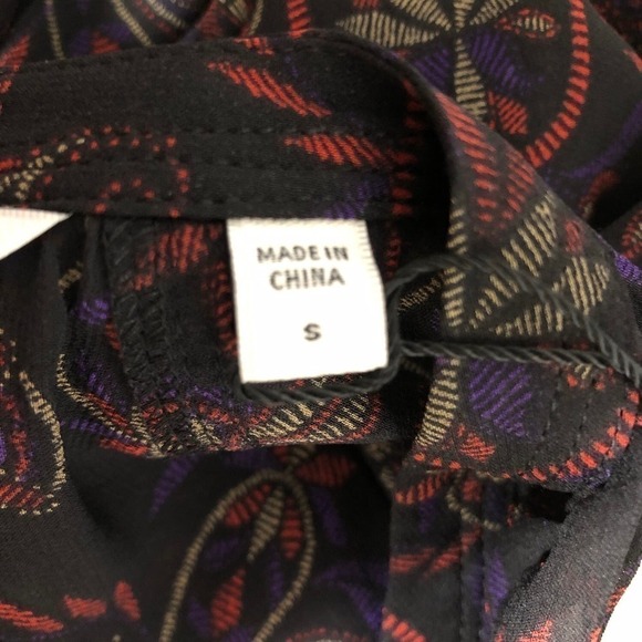 Joie Cecarina Silk Blouse Long Sleeve Tie Front Paisley Caviar Multi NWT Small - Picture 13 of 14